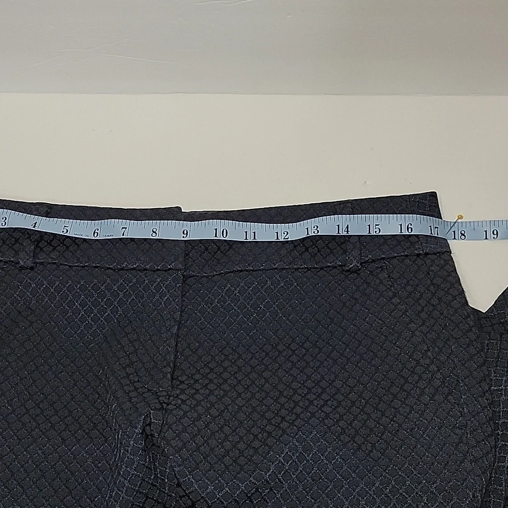 LOFT dress pants "Marissa Skinny" size 8 tall, black with navy diamond print - Picture 7 of 9